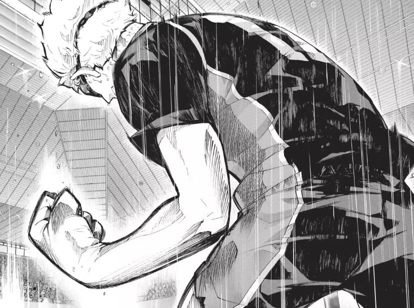 And it cumulates here (despite this being fairly early on in the match). Tsukki is actually able to stop Ushiwaka and realizes that it feels like to succeed at something after pouring blood, sweat and tears into it. One of my favourite moments in the series.