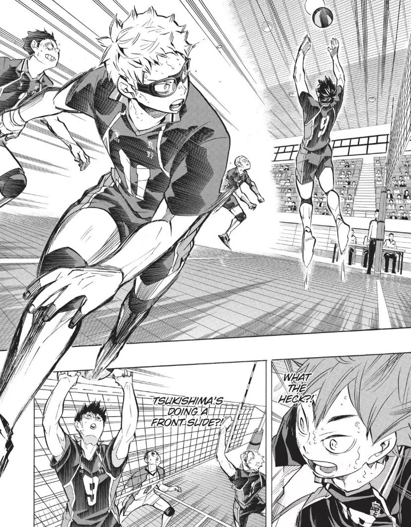 After coming back Tsukki continues to show tenacity against Ushiwaka and even tries new things that he’s never done before in order to throw Shiratorizawa off, a level of effort we’ve never seen him show before
