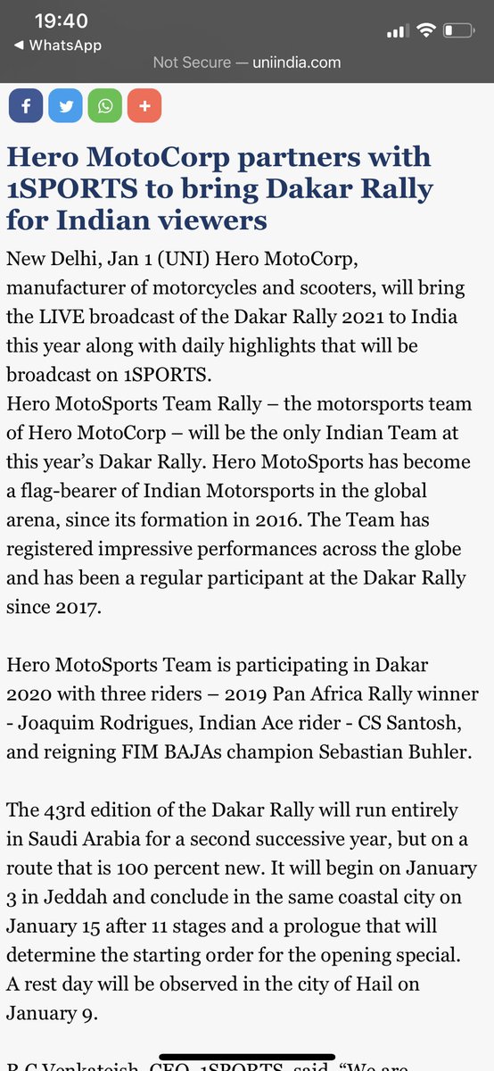 cs santosh (@cs_santosh22) on Twitter photo We finally have <a href="/dakar/">DAKAR RALLY</a> on TV thanks to the commitment of <a href="/HeroMotoCorp/">Hero MotoCorp</a> connecting product and sport! <a href="/1SportsInLive/">1Sports</a> We finally have <a href="/dakar/">DAKAR RALLY</a> on TV thanks to the commitment of <a href="/HeroMotoCorp/">Hero MotoCorp</a> connecting product and sport! <a href="/1SportsInLive/">1Sports</a>