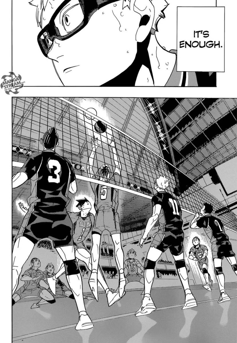 On to the Nekoma match! For Tsukki this is a chance to show his mentor, Kuroo, everything he’s learned. We also get this great moment of Tsukki and Yamaguchi working in perfect combination, which is great to see after seeing them encourage each other for so long.