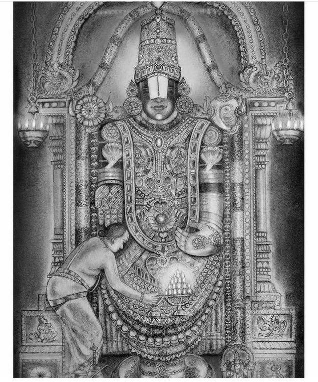 Image of Drawing Of Lord Venkateshwara Or Balaji Vector Line Art Editable  Design ElementFQ563098Picxy