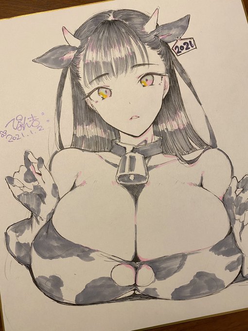 🎍描き始め牛ガール🐄アナログ練習に…! 