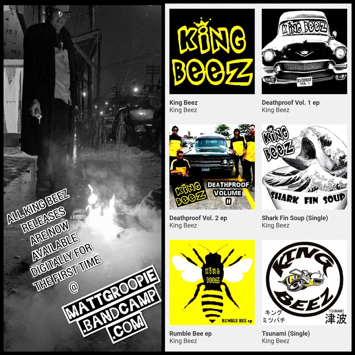 All <a href="/kingbeezsurf/">King Beez</a> releases now available digitally for the FIRST TIME at mattgroopie.bandcamp.com

<a href="/mattgroopie/">Matt Groopie</a> <a href="/mikecrombez/">Mike Crombez</a> <a href="/Bandcamp/">bandcamp</a> #bandcamp #indie #music #support #nowavailable #RT #surf #punk #cancon #ontario #canada #supportlocal #album #single #originalmusic