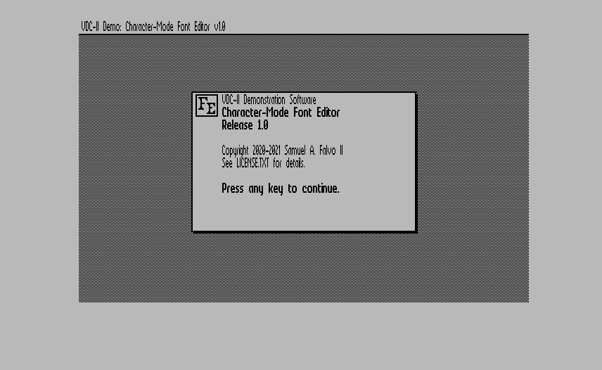 SamuelAFalvoII's tweet photo. It looks like GEOS, but it is not GEOS. :) This font editor demo aims to also be useful for defining text-mode character sets for the VDC-II core.
This code is running on a C128 emulator. Video of it at https://t.co/GKwzJ69Z2G
#vdcII #vdc2 #rc2014 #retrocomputing #FPGA https://t.co/i0KkenkJ8o