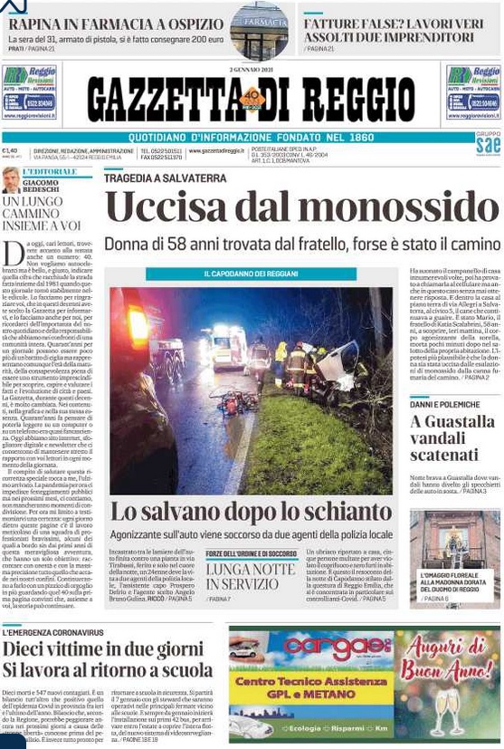 Nel 2021 <a href="/gazzettaReggioE/">Gazzetta di Reggio</a> e <a href="/gazzettamodena/">Gazzetta di Modena</a> compiono 40 anni del nuovo corso. Hanno origini più lontane e ben salde ma questi 40 anni sono un traguardo significativo, per queste due testate così radicate. Auguri al direttore Giacomo Bedeschi, ai colleghi e ovviamente ai lettori.