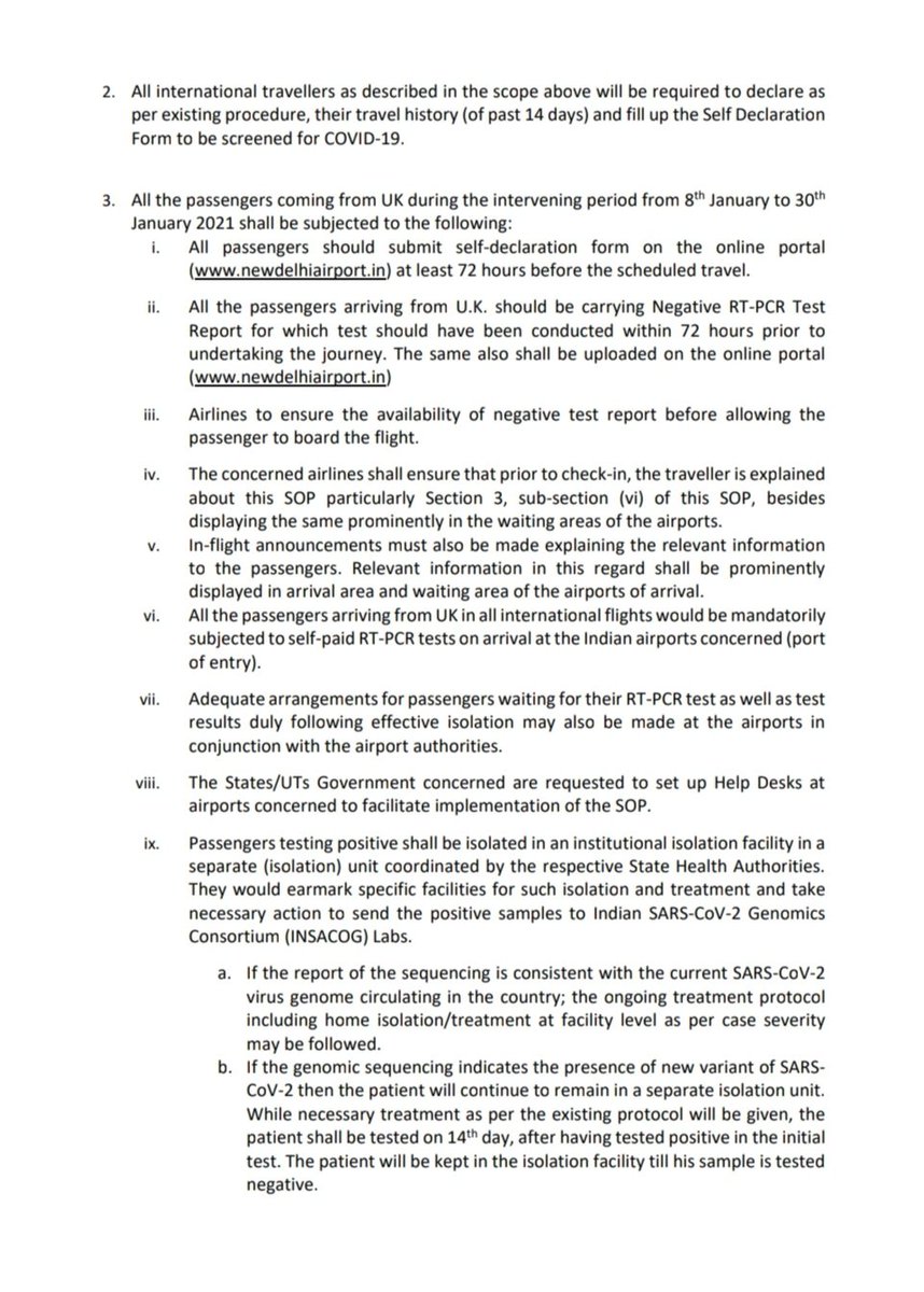MoHFW_INDIA's tweet photo. #Unite2FightCorona

Ministry of Health and Family Welfare issues SOP for Epidemiological Surveillance &amp; Response for the new 
variant of SARS-CoV-2 in the context of regulated resumption of limited flights originating from United Kingdom (UK) to India from 8th January, 2021. https://t.co/xyW5mSs4VP