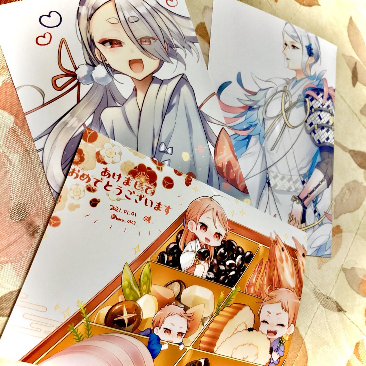 お年賀岩さにファミリー+最近描いたいまつる軽装と巴も一緒にネットプリント登録しました?✨ローソン・ファミマ・セブンでプリント可能、L版サイズ推奨です! 