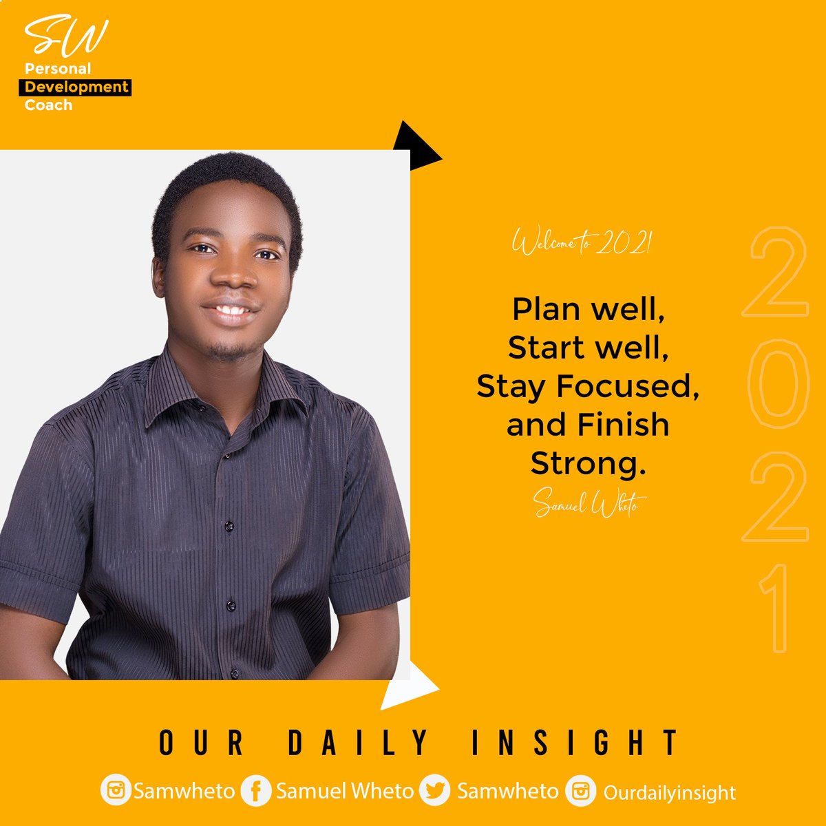 Thesamwheto's tweet photo. Welcome to 2021!
We appreciate God for a great 2020, we trust God for a glorious 2021.
Do you remember those goals for 2021?
Go get them done.
Cheers to a great start and a glorious ending.
@ourdailyinsight @samwheto
#motivational #ourdailyinsight #Samwheto https://t.co/ayOF1z8RKD