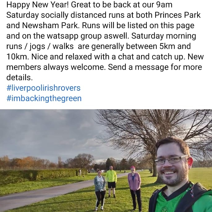 liroversrunning's tweet photo. Details of our Saturday catch ups @SlainteLe @ToBeIrish @IrishInstitute @LiverpoolIC #groupsof6 #imbackingthegreen #liverpoolirishrovers @IrishRunningGir @RichardKnights1 @stpatsparadeliv @merseyharpsfc @GAAYouthJM @JohnMitchelsGAA @Lpoolwolfetones https://t.co/5o3p8h1Aia