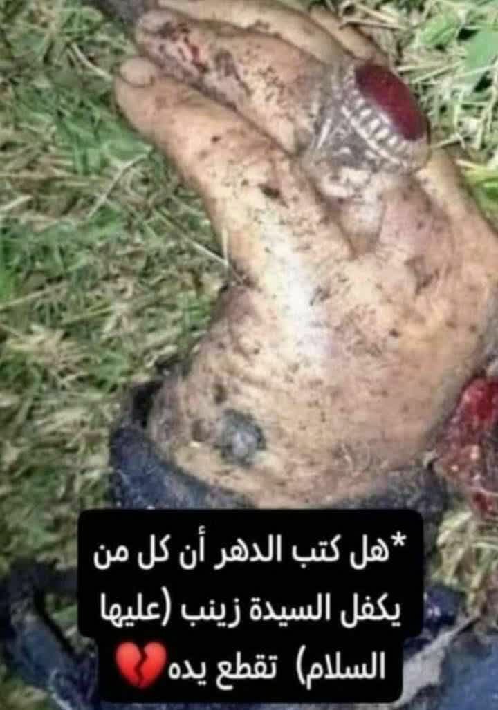 HomayeS's tweet photo. ترجمه اش میشه آیا این تقدیر است هر که مواظب حریم زینب سلام الله باشه دستش بریده شود (و بدنش ارباً ارباً شود)
#دست بریده
#برای_سرباز
#مرد_میدان 
#HERO https://t.co/a8SWnwHjtP