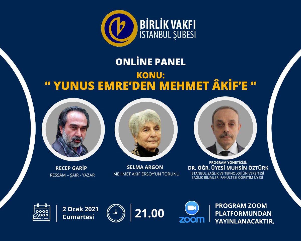 Cehennem de olsa gelen, göğsümüzde söndürürüz, bu yol ki hak yoludur dönmek bilmez yürürüz

M.Akif ERSOY

Muhterem efendim ,bu akşam düzenleyeceğimiz “Yunus Emre’den Mehmet Akif’e” Online panelimize davetlisiniz. <a href="/RTErdogan/">Recep Tayyip Erdoğan</a> <a href="/ozhuseyinozturk/">Hüseyin Öztürk</a> <a href="/birlikvakfiist/">Birlik Vakfı İstanbul Şubesi</a> <a href="/Haydarozbek/">Haydar ÖZBEK</a> <a href="/kivanc23/">Kıvanç UMAR</a>