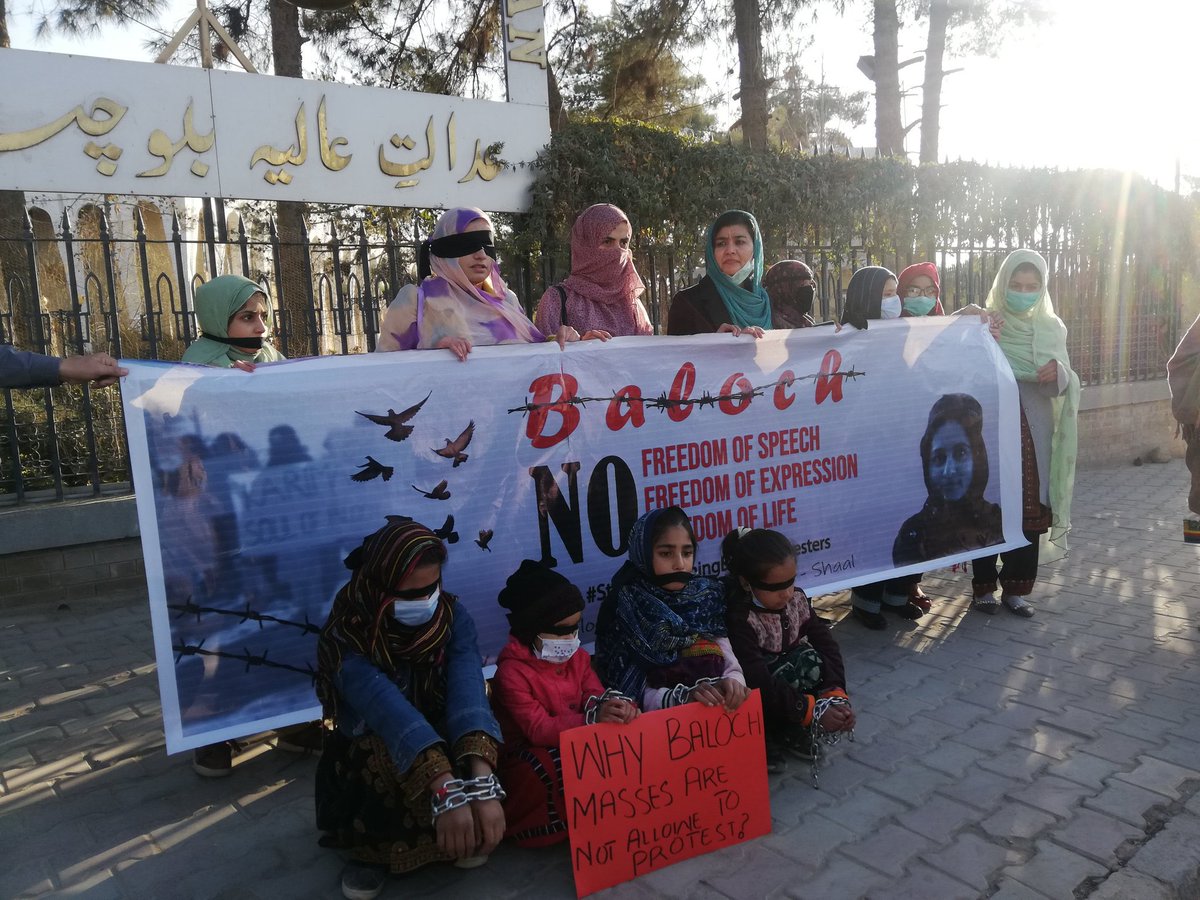 MahrangBaloch_'s tweet photo. We reject every form of oppression imposed upon our nation.Freedom of Speech is the right of every citizen.
#StopThreateningBalochProtestors https://t.co/FTXQWjuCFa