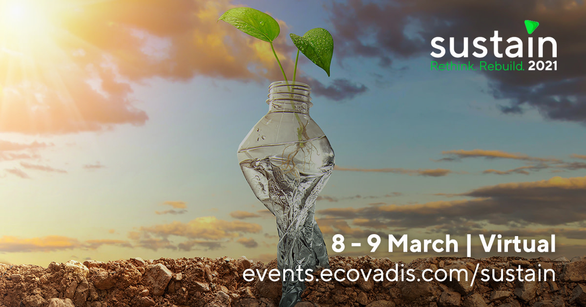 EcoVadisDE's tweet photo. Die Vorbereitungen für #Sustain2021 am 8. und 9. März sind in vollem Gange. Diskutieren Sie mit unter dem Motto #RethinkRebuild und erkunden Sie gemeinsam mit uns die Nachhaltigkeitstrends die das Jahr 2021 prägen werden. Hier geht's zur Registrierung: https://t.co/pQNlkfC4KU https://t.co/ZGIbW4glhL