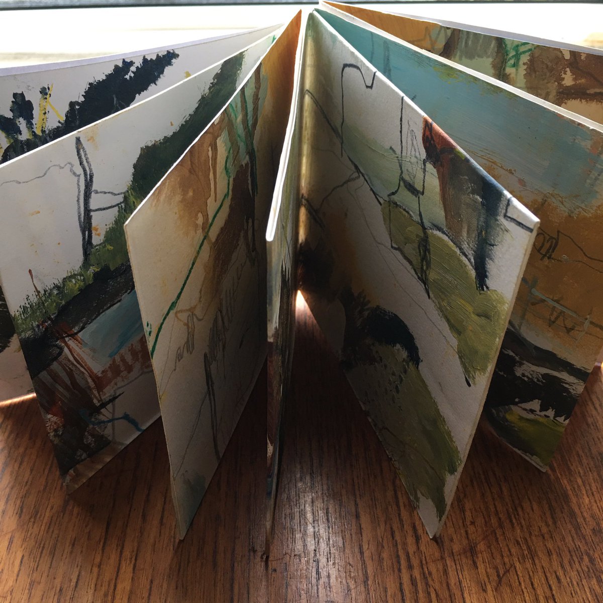 LizAckerleyArt's tweet photo. I’m working on a couple of exploratory creative projects this year -here’s the prototype for one of them. I’ll be developing these each month out on location as a way of understanding and noticing the seasons #creativeproject #exploratorywork #mixedmediaartist #abstractlandscapes https://t.co/fGfk7YDdYF