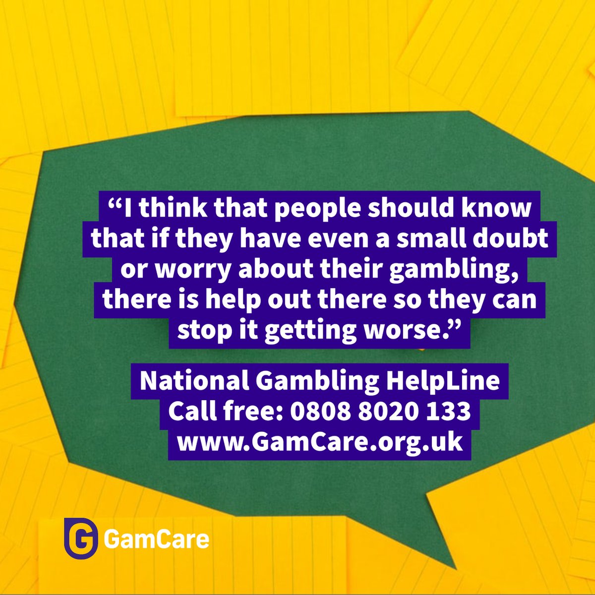 GamCare's tweet photo. Feeling overwhelmed and worried about your gambling? The National Gambling Helpline is just a call or click away, 24 hours a day – call free on 0808 8020 133 or chat now at https://t.co/xPVYCEFbNi #gambling #support #ngts https://t.co/oZNUMwuQzO