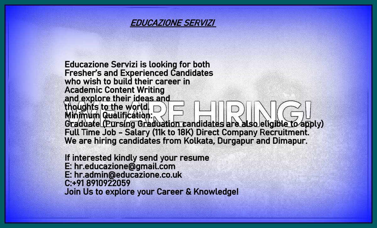 educazione's tweet photo. CONTACT DETAILS: 
✉️ hr.educazione@gmail.com
✉️ hr.admin@educazione.co.uk
 📞+91 8910922059 https://t.co/XCGEaNkVZf
