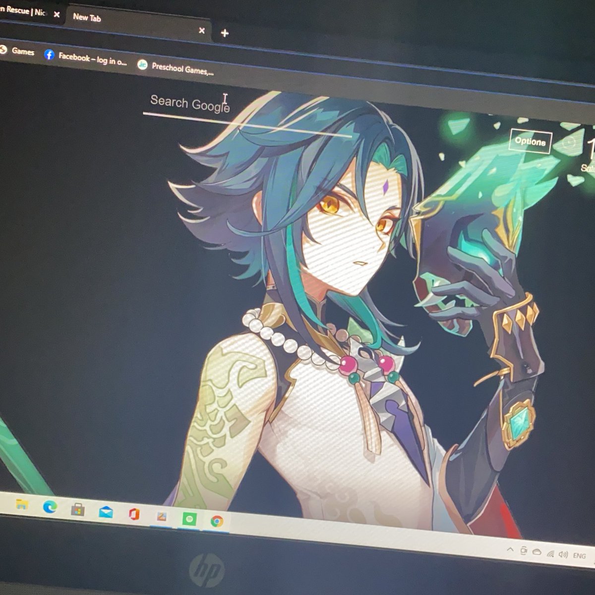 satoqt's tweet photo. i was searching for xiao manifestation images to print but closed the browser and opened a new one only to find him as my chrome wallpaper 😌👍 https://t.co/pVAPfnpSvG