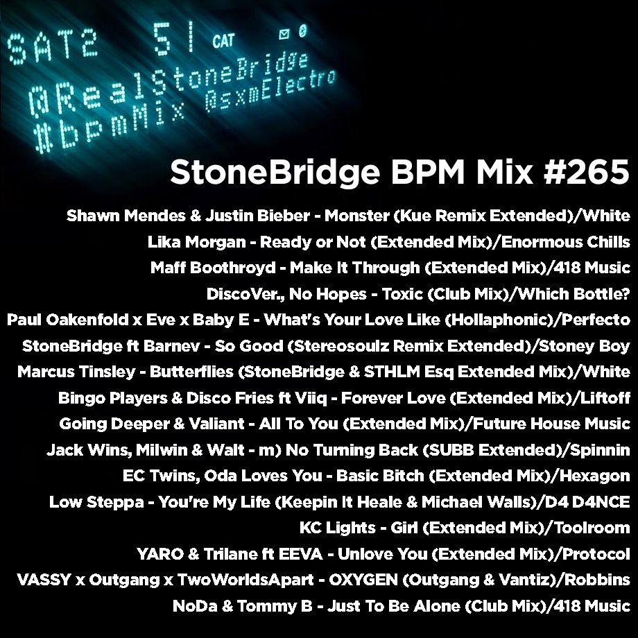 SPECIAL programming on Sirius XM/BPM tonight so you’re getting the mix now mixcloud.com/stonebridge/26… - back on ordinary schedule next week.