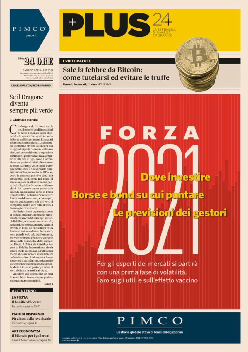 vdangerio's tweet photo. Quali sono le strategie dei gestori per il 2021? Su #Plus24 il settimanale di risparmio e investimenti del ⁦@sole24ore⁩ ⁦@robertobernabo⁩ ⁦@orioli_alberto⁩ ⁦@MarziaRedaelli⁩ ⁦@lucillaincorvat⁩ ⁦@g_ursino⁩ https://t.co/M8mLooQgIc