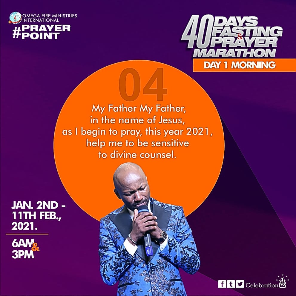 ofmhoustontexas's tweet photo. 40 DAYS FASTING & PRAYER
Day 1
Prayer Points
#OFMHQ #ApostleJohnsonSuleman #OmegaFireMinistriesHouston #PastorRichAghahowa #40days #Fast #Day1 #NewYear2021 https://t.co/TBbHxFVgTb