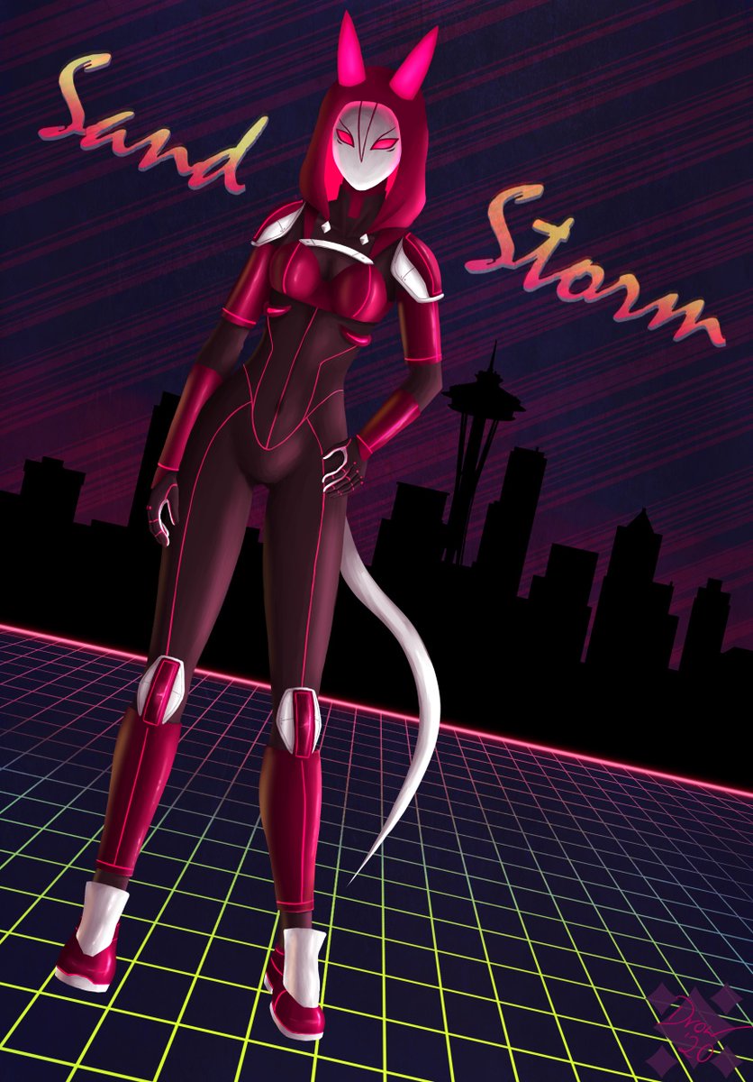 ProjectDrow's tweet photo. This picture waited for months to be finished, but I really struggled with coloring the #armor. Now I'm satisfied, so meet Sandstorm, a #NPC in my current #shadowrun campaign. #cyberpunk #originalcharacter #80ssytle #digitalart https://t.co/XracJouDYs