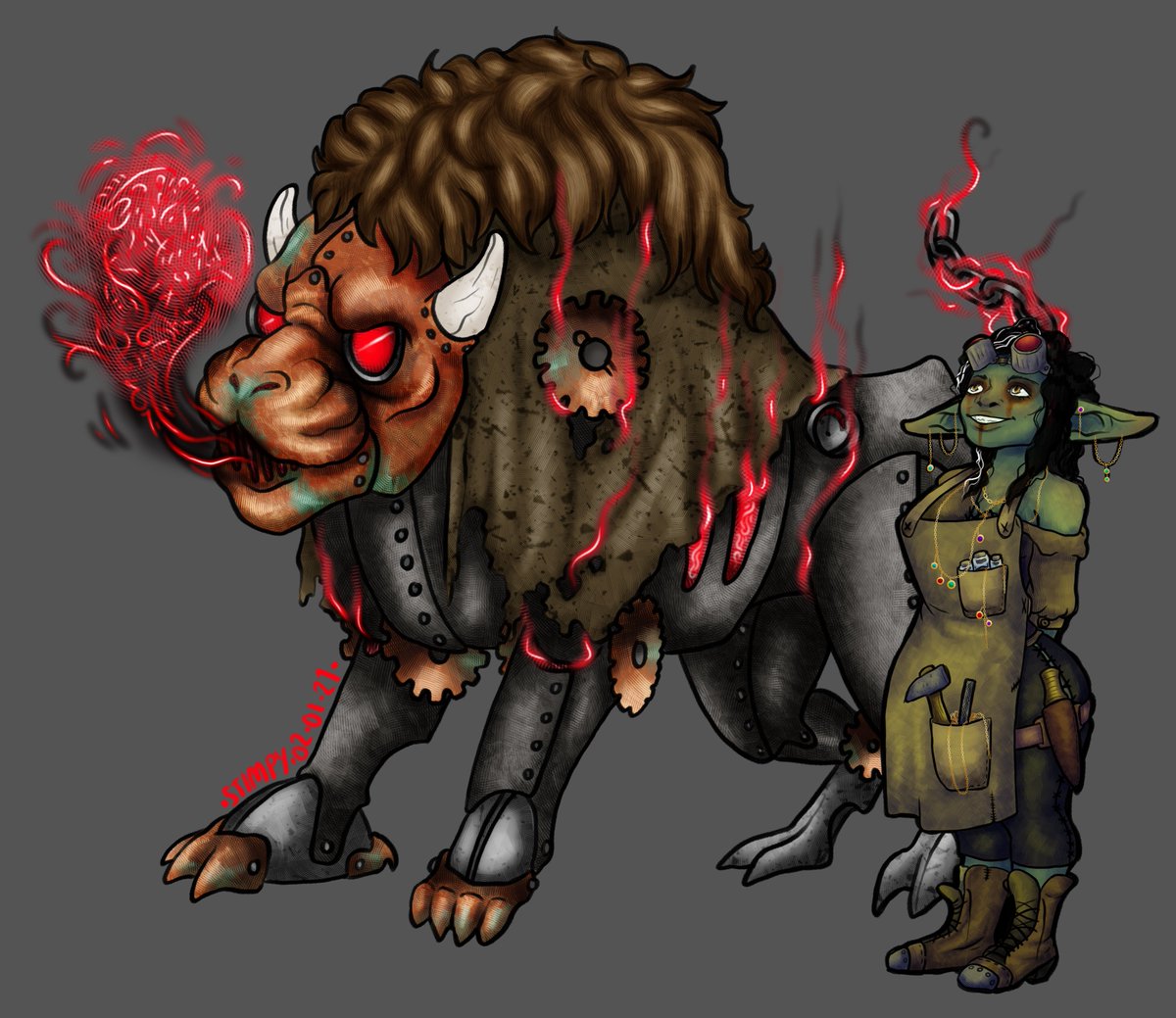 stimpydraws's tweet photo. Magpie & Scraps ~
#dnd #goblin #irondefender #artificer #dndart #dndcharacterart https://t.co/Gog7OQnpeF