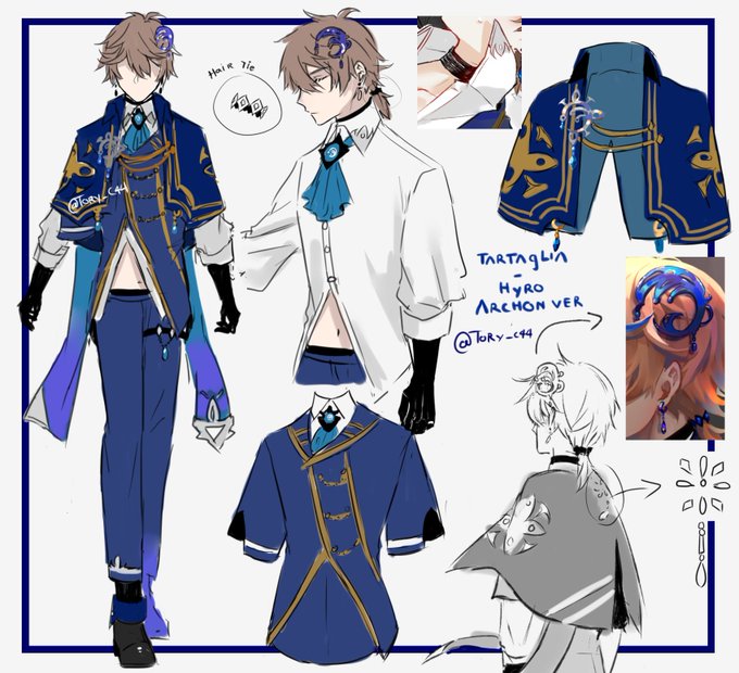 If I have to keep remember his outfit's details every time I draw I might die...
So I've to make a brief sketch for this (prince) Tartaglia Hydro Archon- 