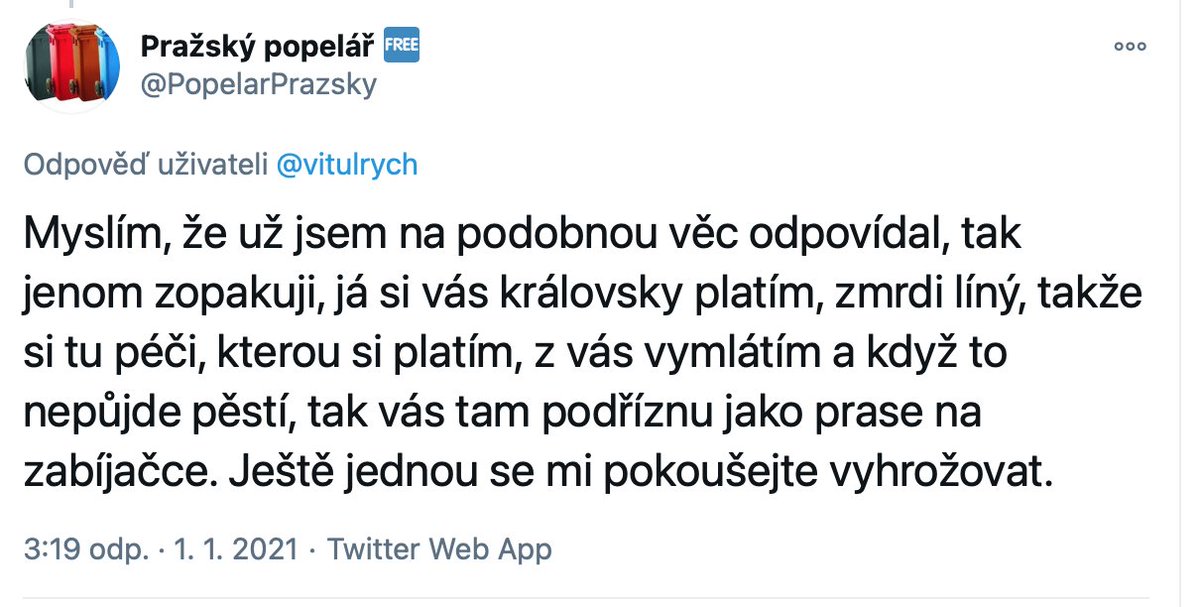 zuzana_cerna's tweet photo. Tato slova adresoval anonymní popírač covidu @PopelarPrazsky lékaři @vitulrych.

Uráží, vyhrožuje smrtí. Nahlášeno. https://t.co/rbKvPl6Dig