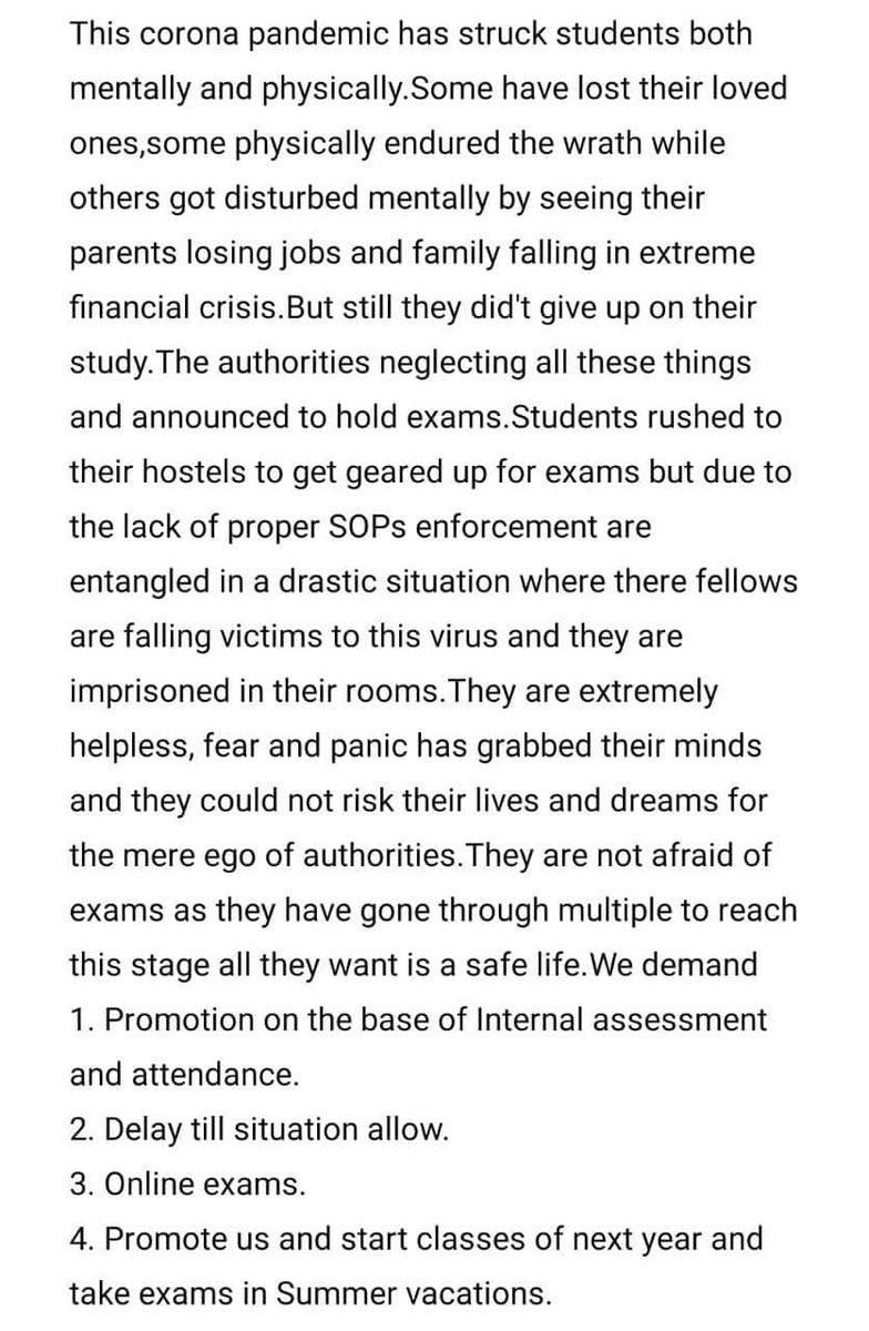 Mubashir_syed82's tweet photo. #NotAfraidOfExamsButDeath #StopPlayingWithOurLives
#PromoteOrDelayMedicalStudents 
@jakramaimc @Dr_YasminRashid  @Shafqat_Mahmood @ImranKhanPTI @uhslhrofficial  @Asad_Umar https://t.co/wNX3XGPhfq