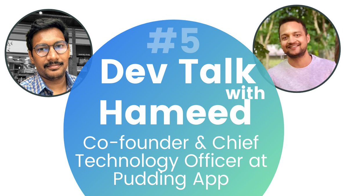 Sarthaksavvy's tweet image. Tomorrow we have Bitfumes "Dev Talk" with @hameedraha
He is the CTO & co-founder of @pudding_app
Join us tomorrow at 11:30 IST
Set reminder here 👇
#DEVCommunit #CodeNewbies
