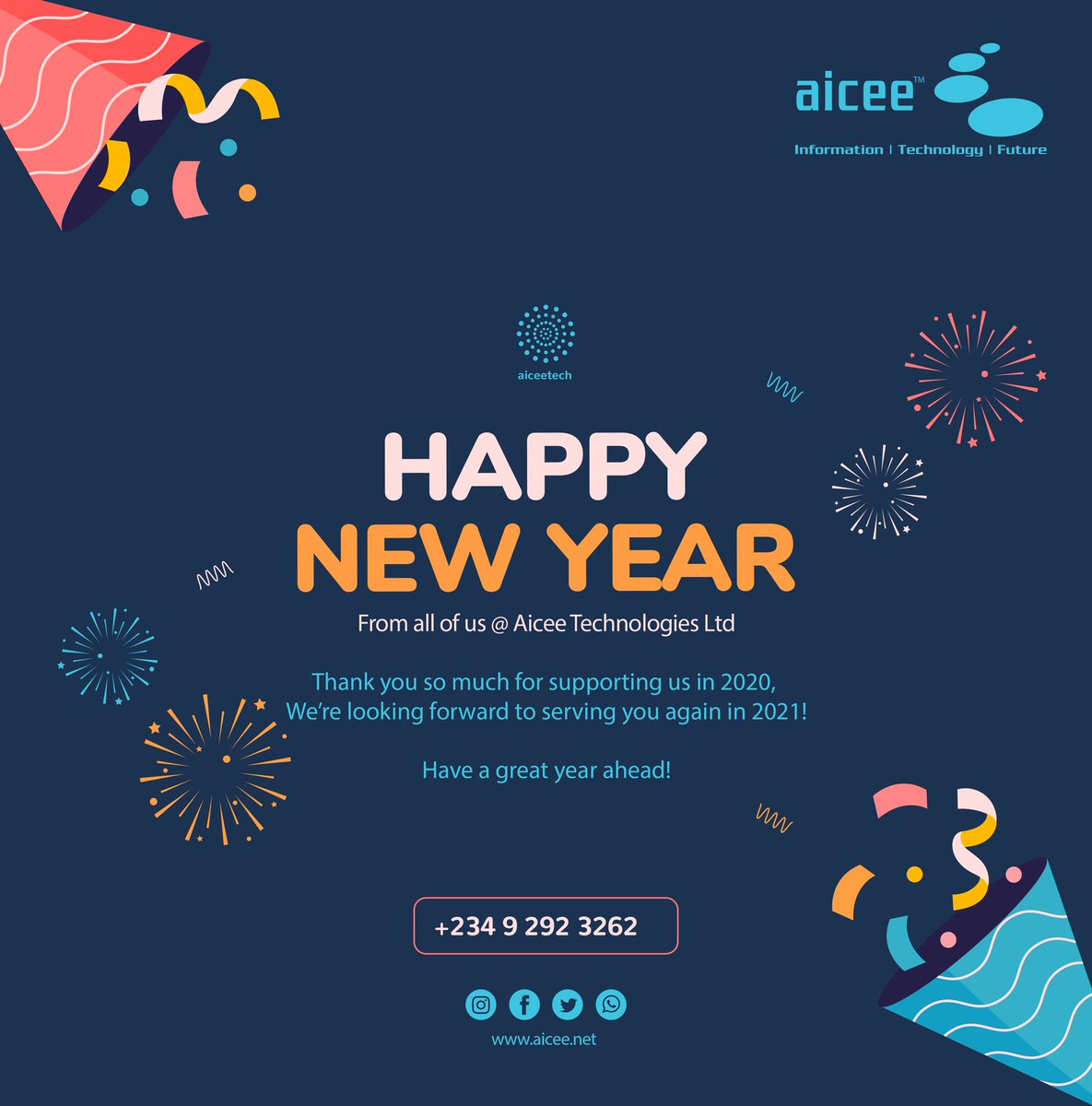 aiceetech's tweet photo. #HappyNewYear from all of us @aiceetech; we wish you a great year ahead. #NewYear2021 #NewYear https://t.co/mJmB1H0242