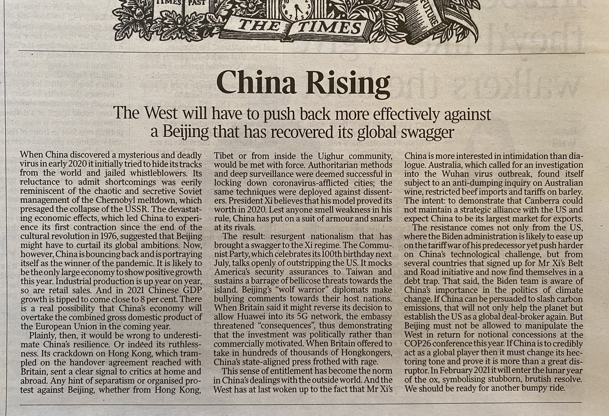 COMMUNIST CHINA: the single, largest, long term geo-political threat to the WEST. Until the UK, US & EU co-ordinate a collective, defendable strategy towards China a new Cold War is unavoidable.