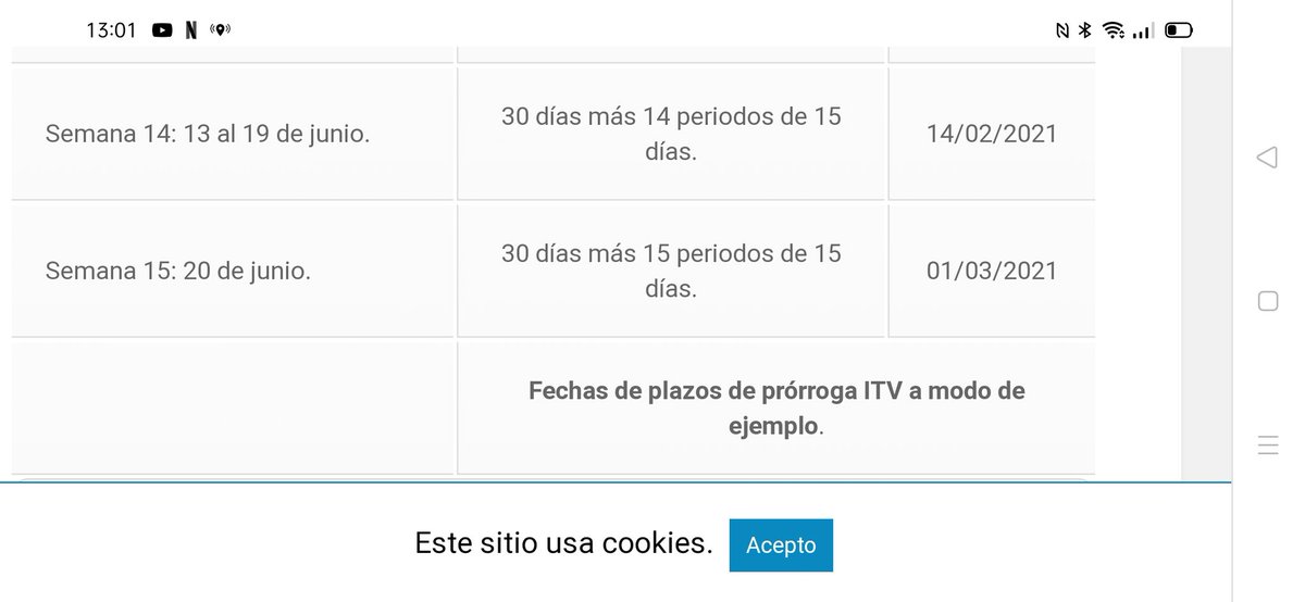 Raquelales's tweet photo. @guardiacivil está tabla de prorrogas de #Itv es correcta? Si caducó el 20 de Junio hay hasta el 01/03?? Gracias de antemano https://t.co/YUJR0Cf3Ny