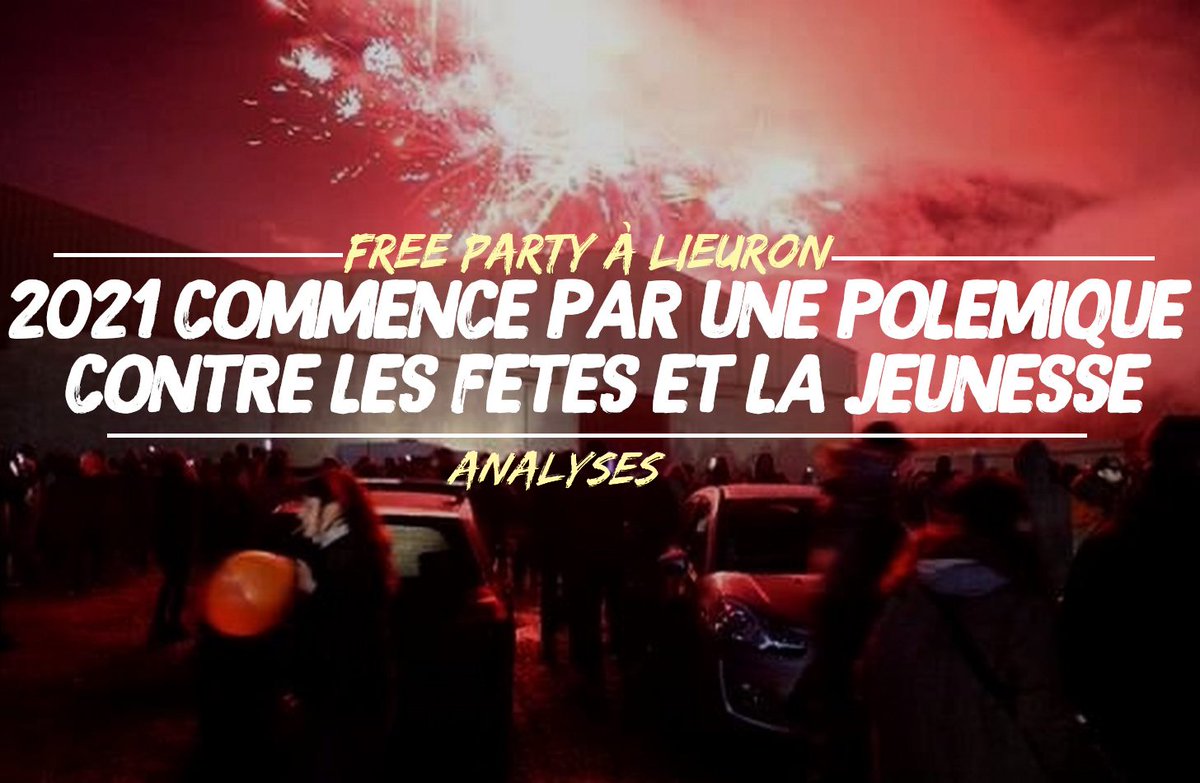 ContreAttaque_'s tweet photo. FREE PARTY À #LIEURON : L’ANNÉE COMMENCE PAR UNE POLÉMIQUE CONTRE LES FÊTES ET LA JEUNESSE

– Quel genre de régime politique en est réduit à mettre en scène une soirée comme la menace prioritaire du début d'année ? –

#COVID19 #NouvelAn2021 #Répression #FreeParty https://t.co/RAksNfxl4B
