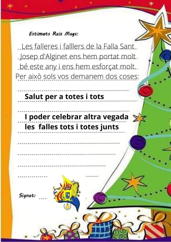 FallaSantJosep's tweet photo. Segur que els Reis Mags aquest any ens fan cas perquè ens hem portat de 10 i ens hem esforçat molt tots els fallers i falleres #Falles2021 #Alginet #FallaSantJosep https://t.co/wZ2wkLPFg5