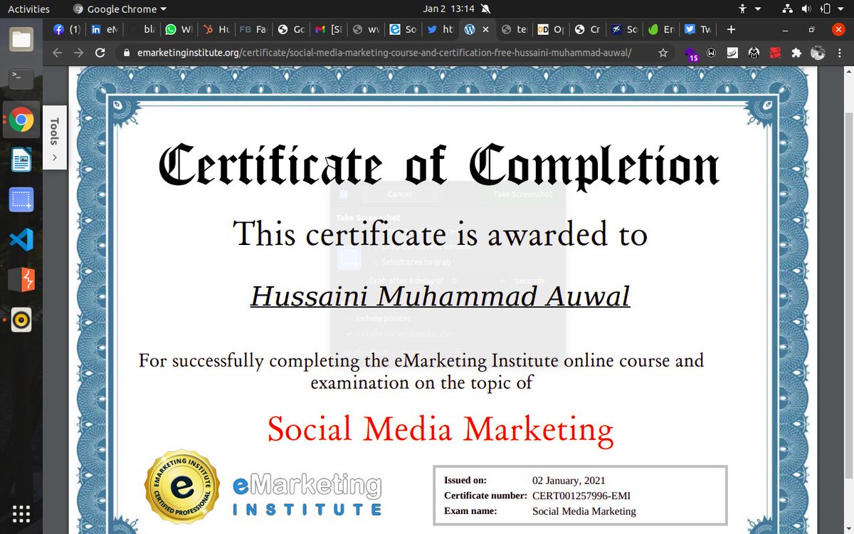 HussainMAuwal's tweet photo. Certified Social Media Marketer🥳🥳🥳
@eMarketing_Inst #socialmedia https://t.co/j5Qe7lhHIv