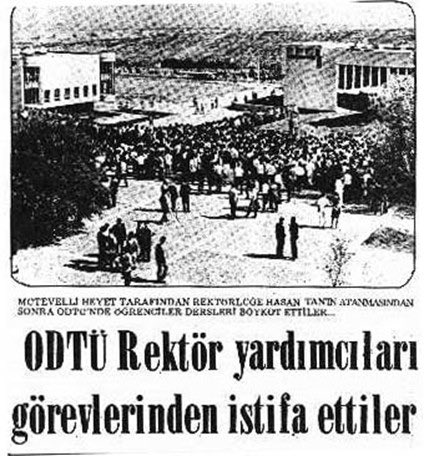 44 yıllık hikaye.

MHP'ye yakınlığıyla bilinen Hasan Tan'ın 1977'de ODTÜ'ye rektör olarak atanmasının ardından 9 ay boykot yapılmış, 636 akademisyen, dekanlar ve bölüm başkanları istifa etmişti. 

ODTÜ akademik konseyinin o zaman ki sözcüsü de Cahit Arf. 
#kayyumrektöristemiyoruz