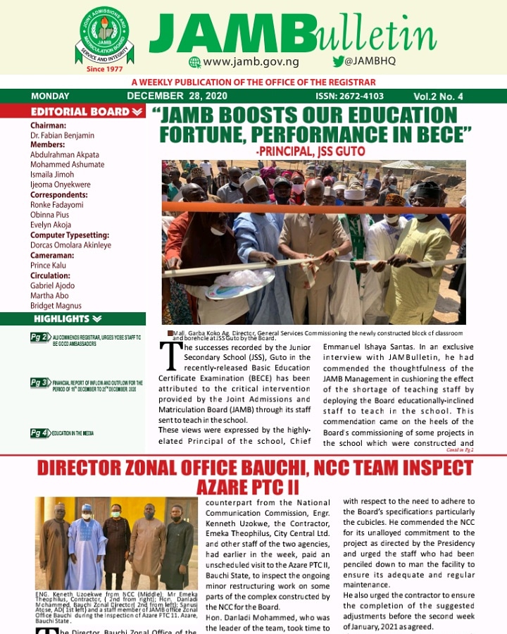 UNILORIN893FM's tweet photo. ICYMI: Last edition of #JAMBulletin in 2020

#JAMB
#EnhancingAcademicExcellence https://t.co/0GMBftn89t