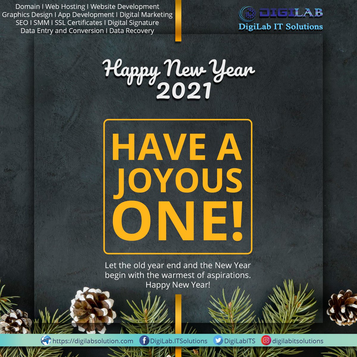 DigiLabITS's tweet photo. May this New Year bring lots of Love, Peace, Happiness, Prosperity and Good Health.
❄️🎉 Happy New Year 2021 🎉❄️
#HappyNewYear2021 #DigiLabITS #DigiLabITSolutions https://t.co/bz3hkcph69
