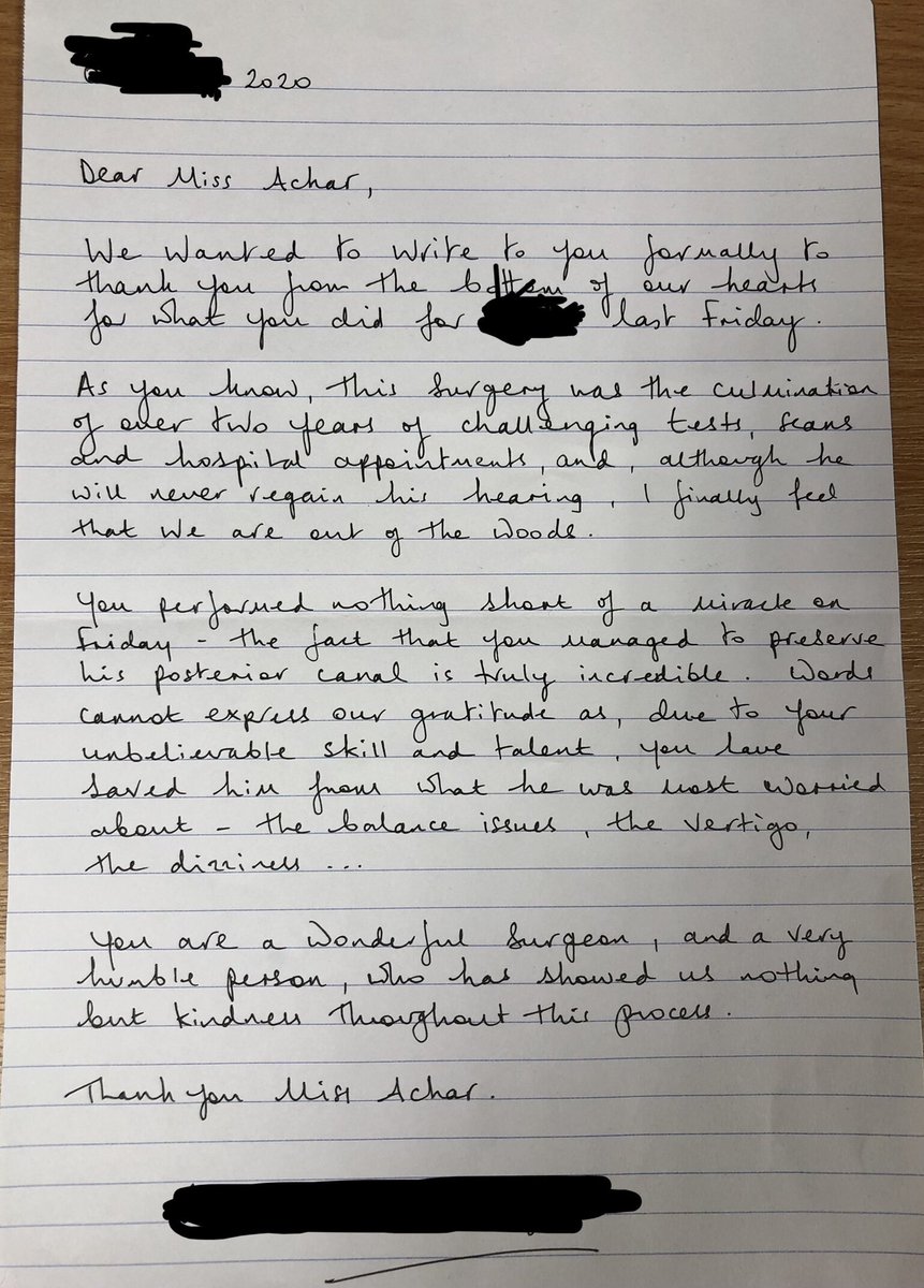 Organising my appraisal folder for 2020, found this humbling note from a parent of my patient amongst thank you cards.