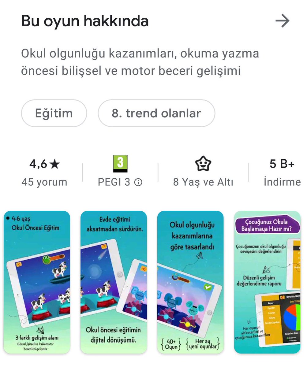 Okulum Pedudi mobil uygulamamız 2021'e yine trend listesine girerek başladı.

4-6 yaş çocuklara özel geliştirdiğimiz eğitim uygulamamızı artık küresel pazara hazırlıyoruz.

Güzel işler iyi niyetle başlar.

#okulöncesi #anaokulu #eğiticioyun #okulumpedudi