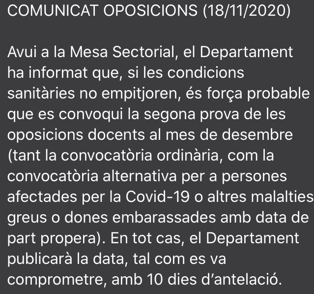 docentenfurism1's tweet photo. @vergaralert @324 @irtacat I dissabte vinent @educaciocat manté unes #oposicionsDocents q deia això al novembre i tot i que ara estem pitjor.

Més de 10.000 persones movent-se pel pais i moltes bombolles en aules 6h #OposAlJuny @XavierAbadMdG @Mireiagalindo @JosepMBellmunt @jaumepadros @_AlexArenas https://t.co/jZLkBsjVZN