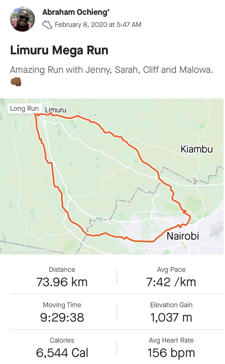 Limuru Mega RunDate: February 8, 2020Distance: 73.96 km #Ultrarunning  #Ultramarathon