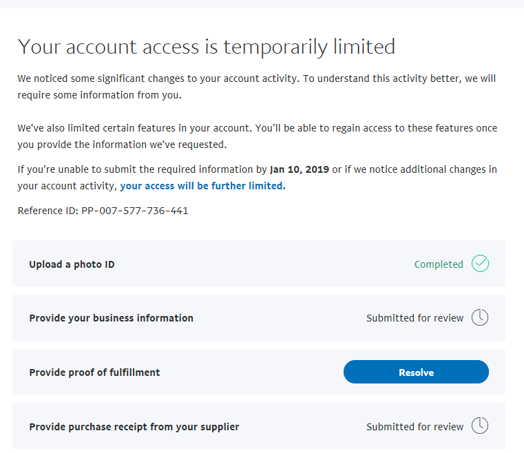 Paypal account limited under 18