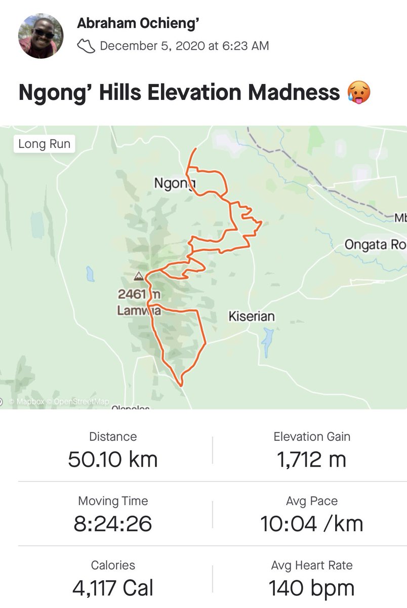 Ngong’ Hills Elevation Madness Date: December 5, 2020Distance: 50.10 km #Ultrarunning  #Ultramarathon
