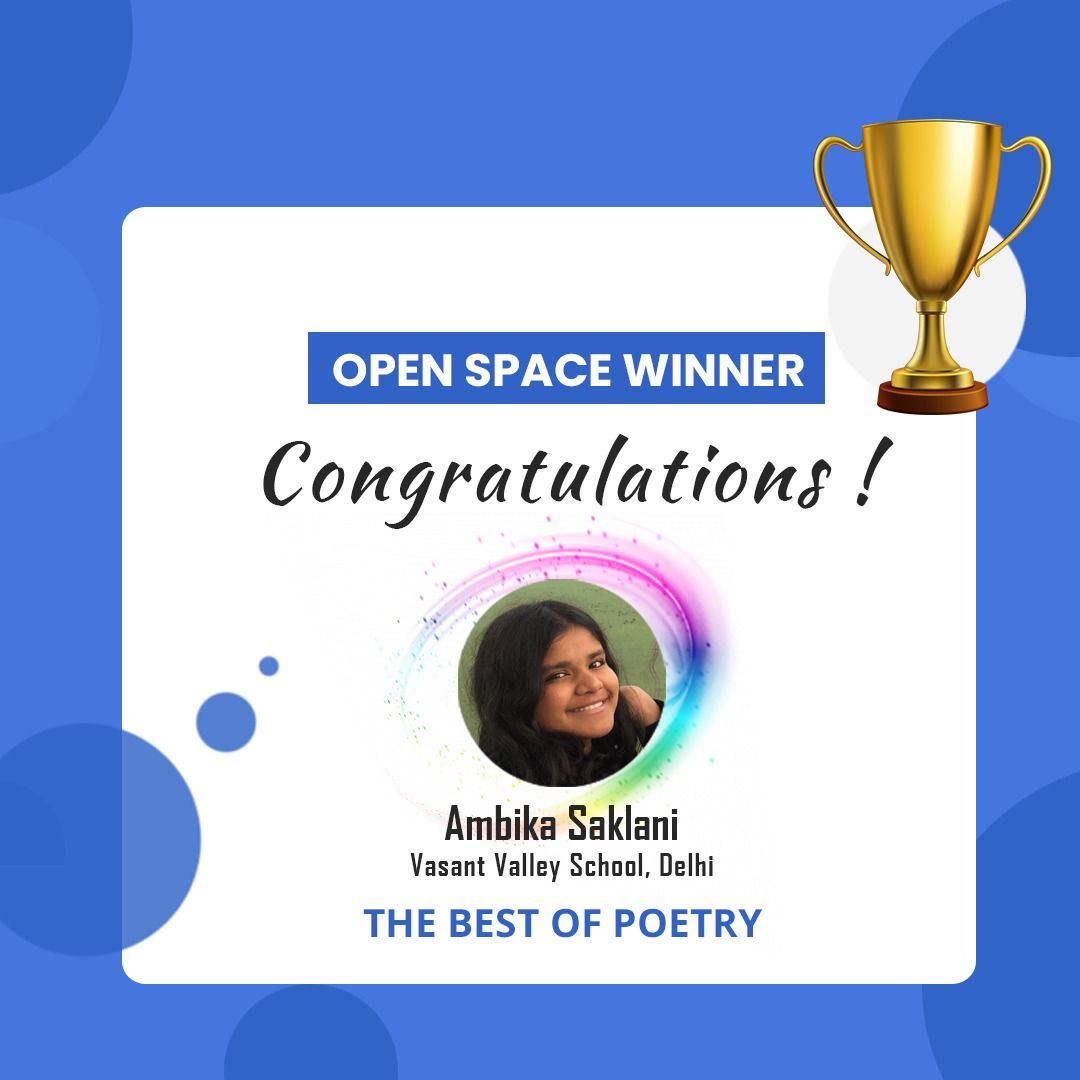 _YouthConnect_'s tweet photo. Congratulations Ambika Saklani on winning 'The Best of Poetry'🎉 🎊 
You have won --"A copy of Shabnam Minwalla's amazing book, #WhatMayaSaw, published by HarperCollins India  ”. 
Check out her entry by downloading our December issue here:
https://t.co/dLjBQSAvuR
#youthconnect https://t.co/l2RfibLw80