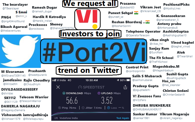 ViZzFans's tweet photo. Thanks to the STRONG TEAM of Volunteers / Fans of #Port2Vi 
If you are also a fan/investor/well-wisher of #VodafoneIndia, Please join Us - You need to just start posting on Twitter/FB/WhatsApp/Instagram/Youtube with #Port2Vi hashtag. Post it &amp; reach 1000s #VodafoneIdea Fans daily https://t.co/hVcYflx6bk