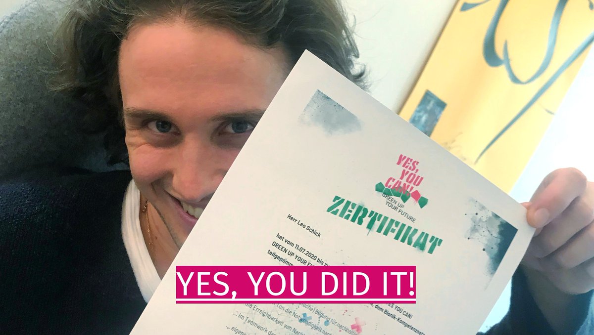 So geht ein Gutes Neues! Hol Dir Dein Workcamp-Zertifikat von YES, YOU CAN! GREEN UP YOUR FUTURE 
🚀 In der Bewerbung für Deinen Traumjob kannst Du damit zeigen, dass Du wirklich für Deine Zukunft brennst... <a href="/BIOKON_eV/">Rainer Erb</a> <a href="/knitproquo/">Julia Seim</a> <a href="/die_Bioniker/">die Bioniker</a>