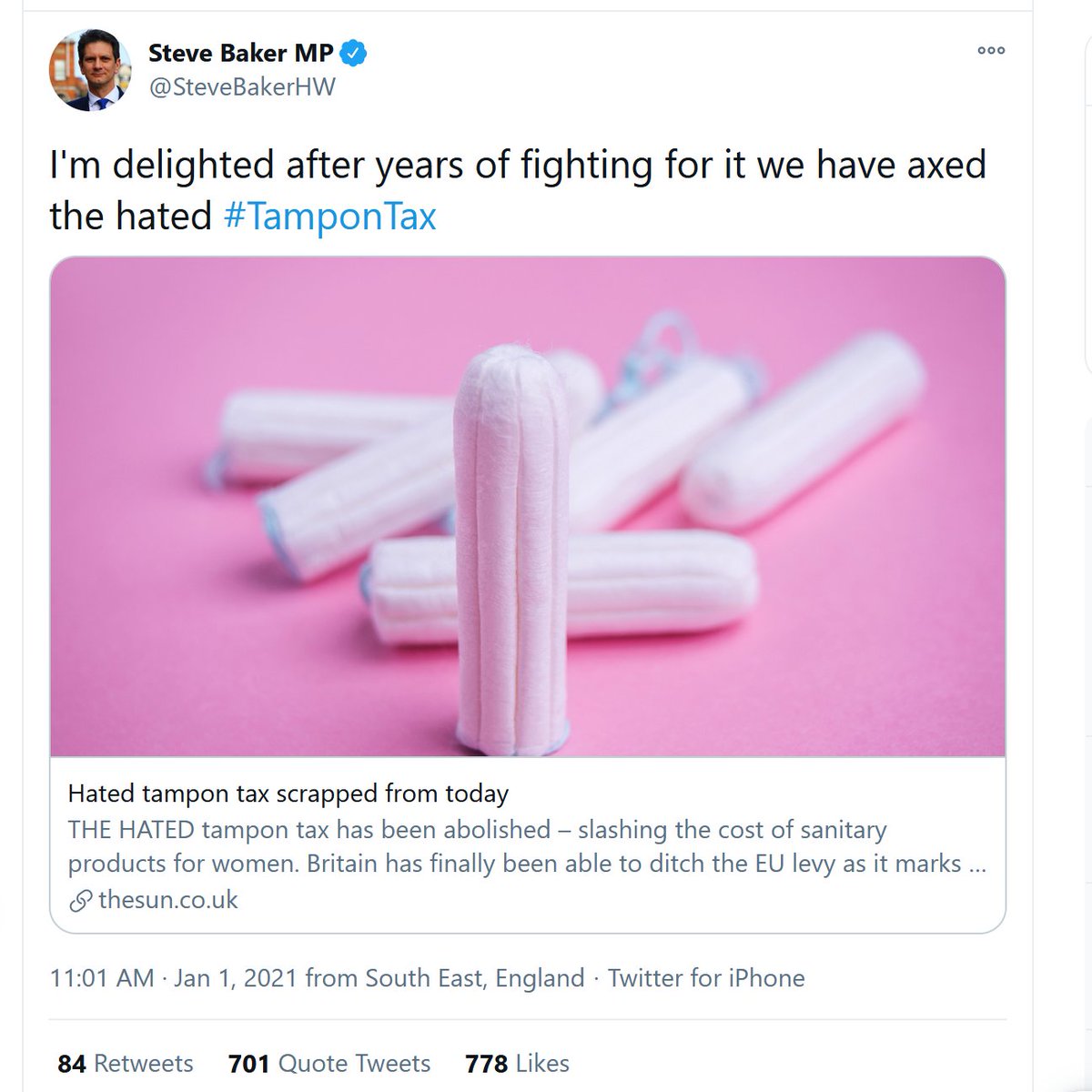 Who are all the hypocrites who voted against abolishing the Tampon Tax back in 2015 but have had a sudden change of heart? First up, Steve Baker, Conservative MP for Wycombe.
