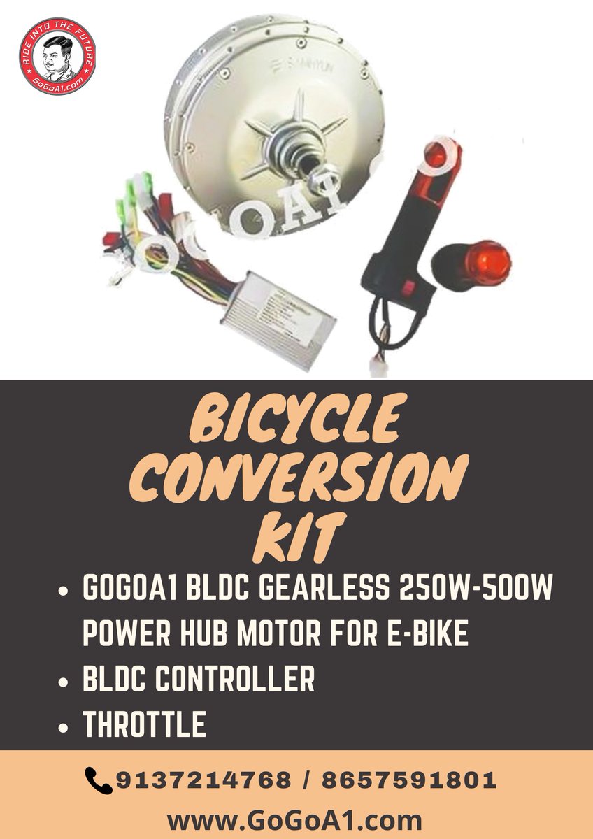 gogoa1com's tweet photo. GET FREE DELIVERY ALL OVER INDIA
🚴BICYCLE CONVERSION KIT🚴
CONVERT ANY BIKE TO EBIKE
VISIT OUR GOGOA1 WEBSITE
CONTACT US AT 8657591801/9137214768
#bicyclekit #bldchubmotor #ebikekit #gogoa1 https://t.co/x0GHLs8c77